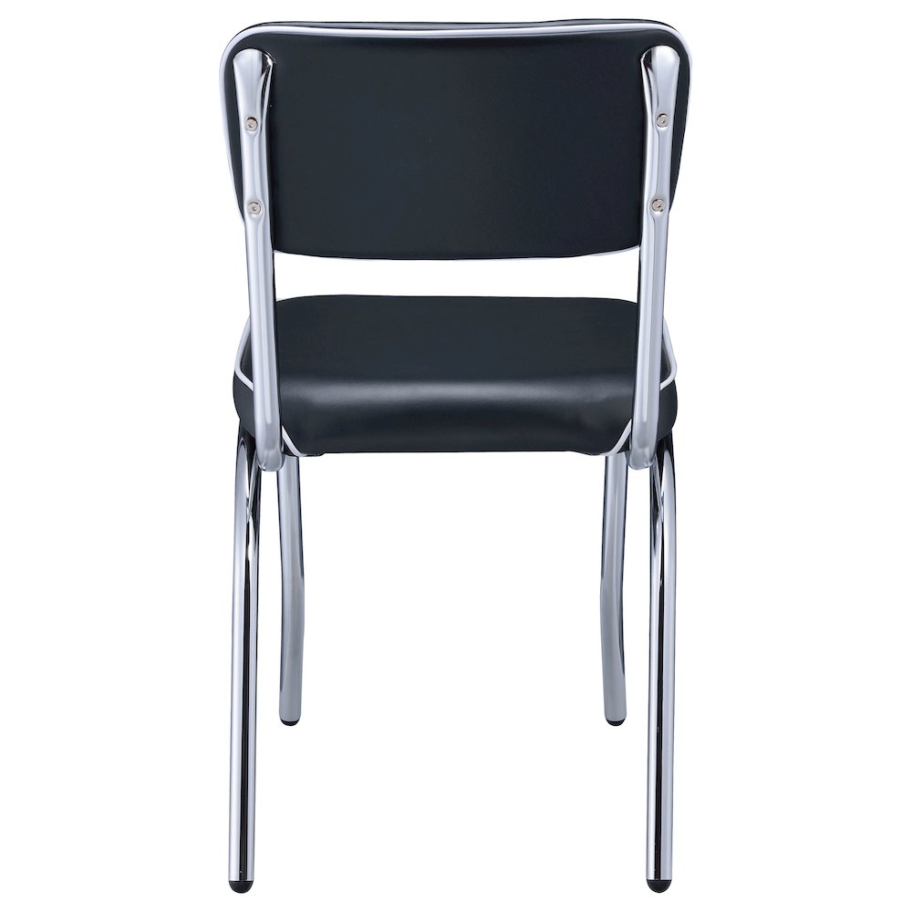 Retro Upholstered Dining Side Chair Black (Set of 2). Picture 8