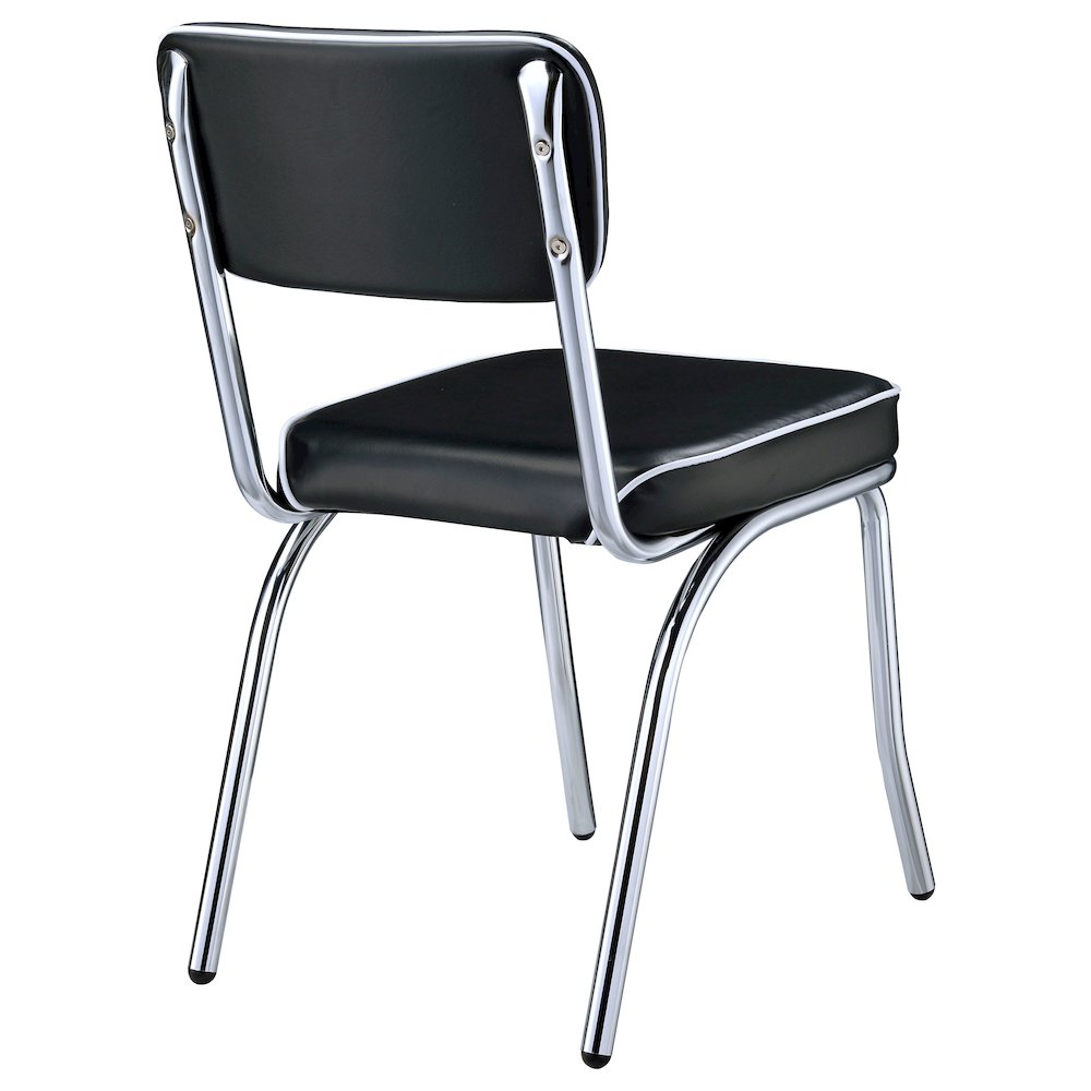 Retro Upholstered Dining Side Chair Black (Set of 2). Picture 9