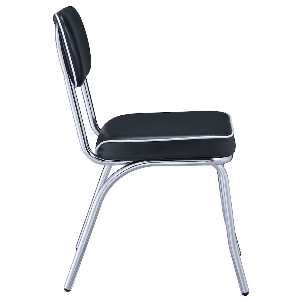 Retro Upholstered Dining Side Chair Black (Set of 2). Picture 10