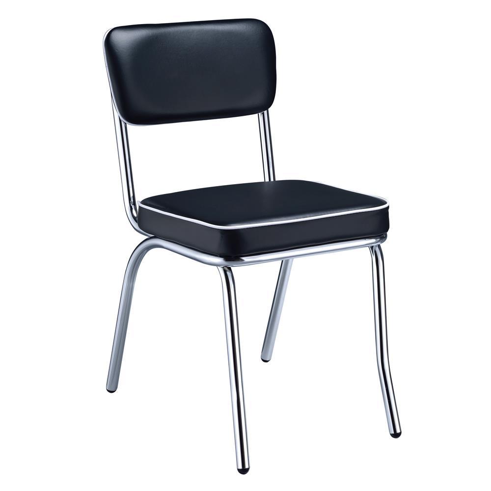 Stylish Black and Chrome Dining Chairs Inspired by Retro Diner Design. Picture 1