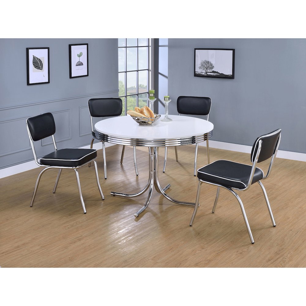 Retro Upholstered Dining Side Chair Black (Set of 2). Picture 14