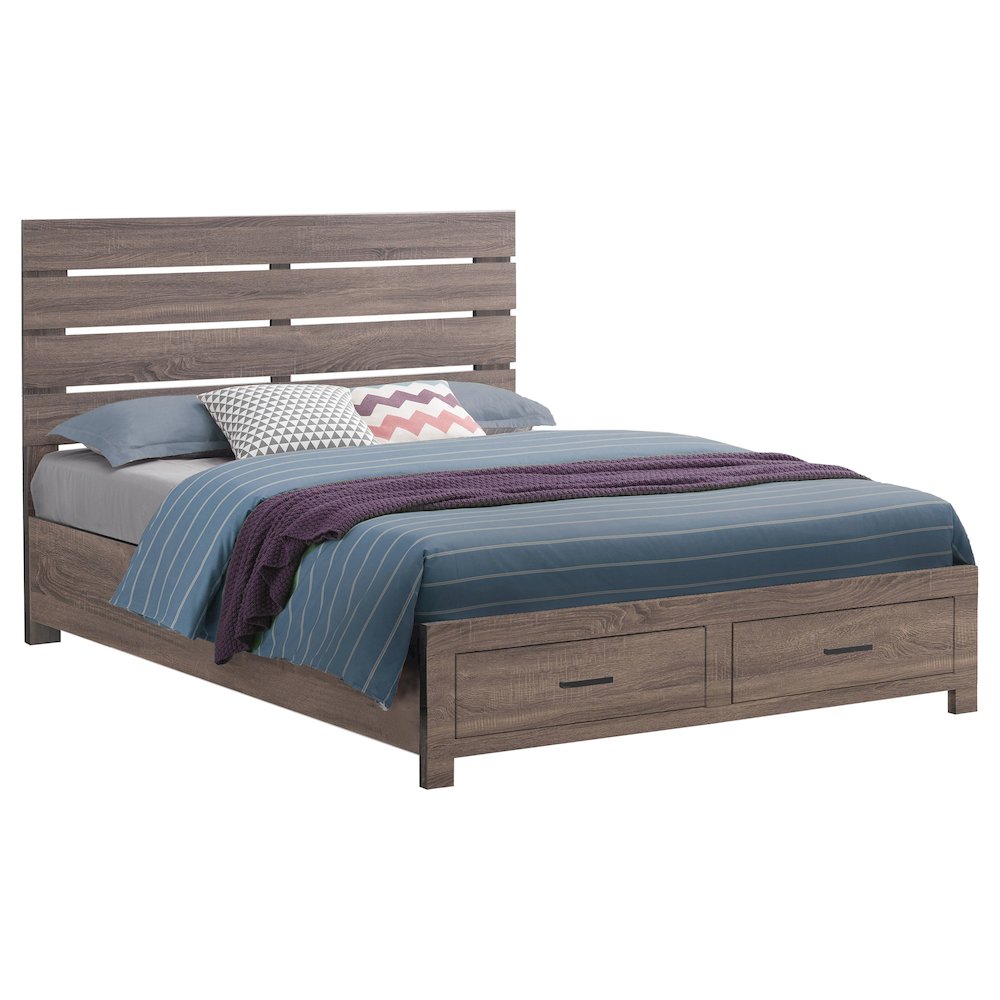 Brantford Wood Queen Storage Panel Bed Barrel Oak. Picture 3
