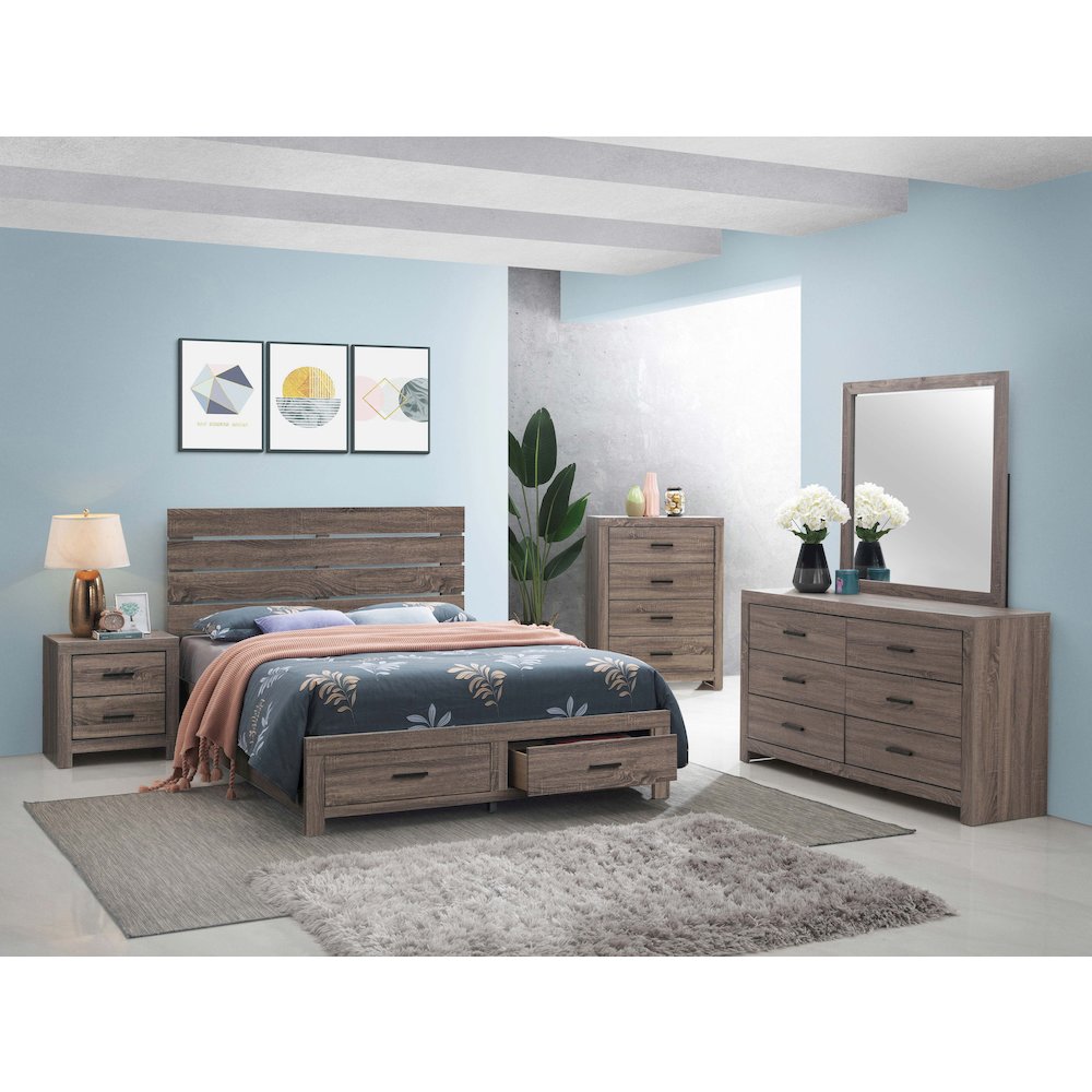 Brantford Wood Queen Storage Panel Bed Barrel Oak. Picture 7