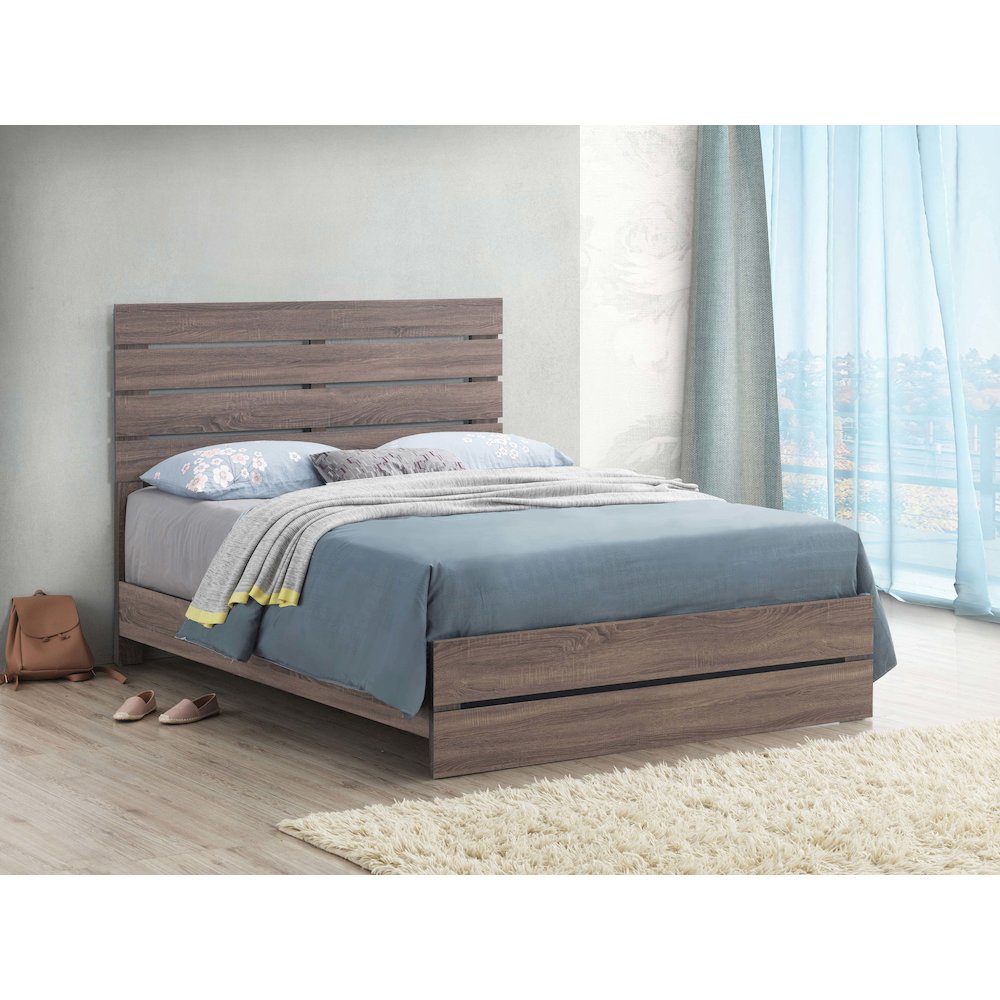 Brantford Wood Queen Panel Bed Barrel Oak. Picture 5
