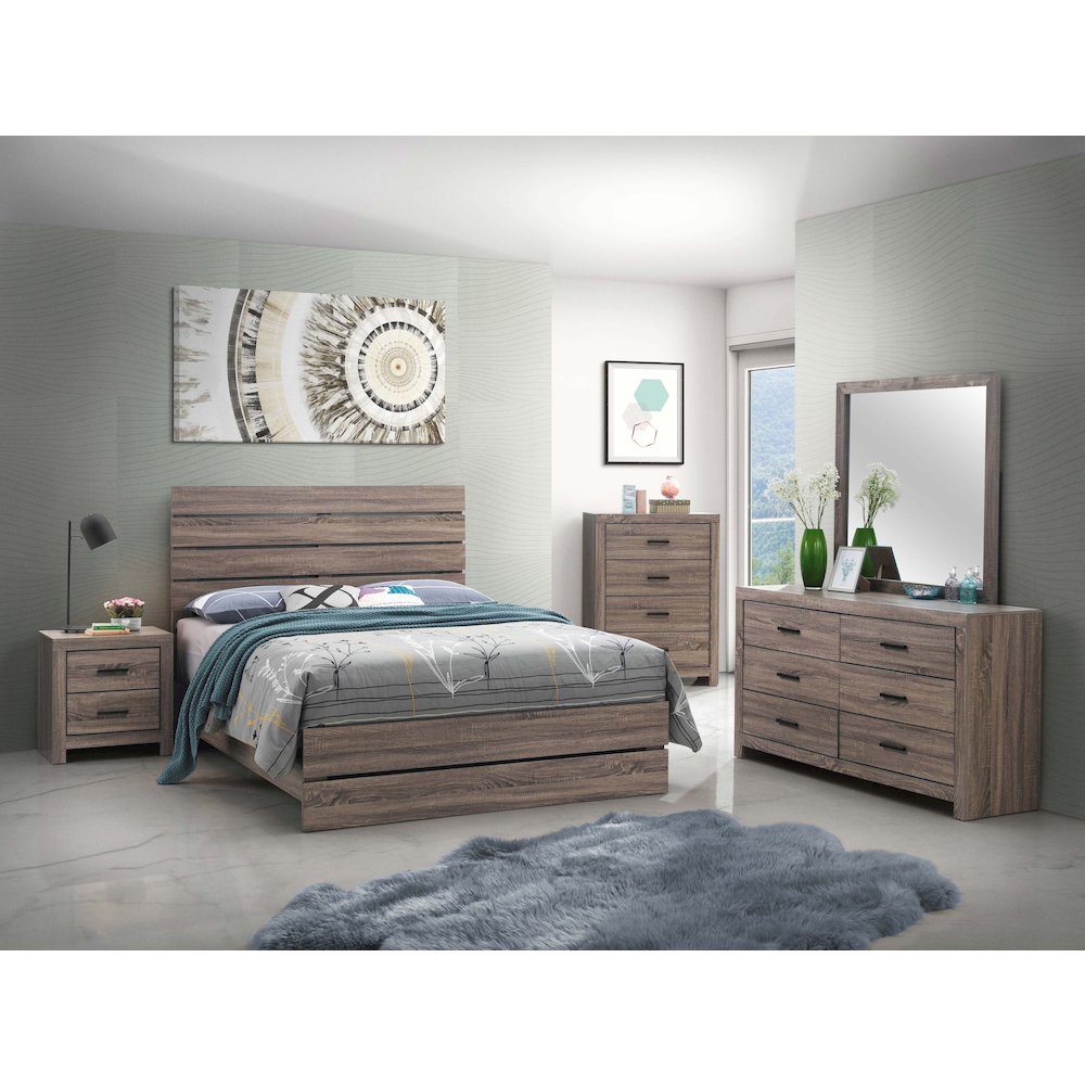 Brantford Wood Queen Panel Bed Barrel Oak. Picture 7