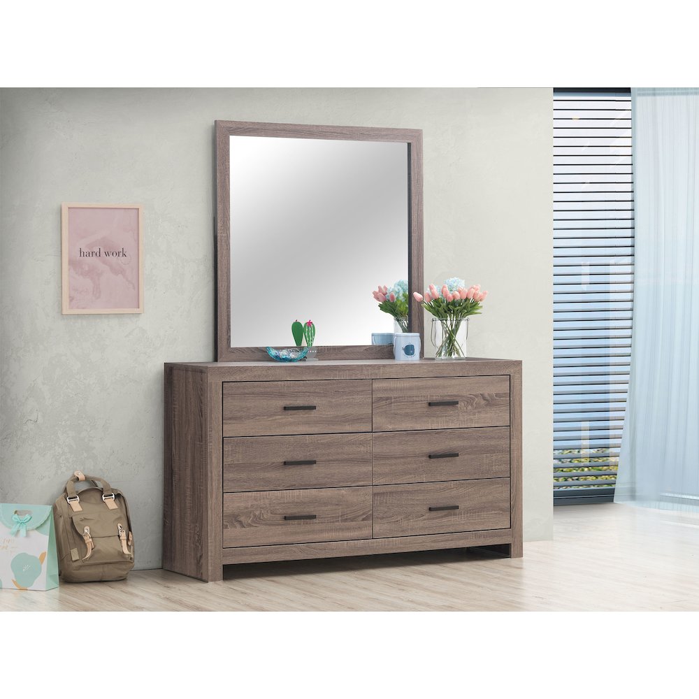 Brantford 6-drawer Dresser with Mirror Barrel Oak. Picture 10