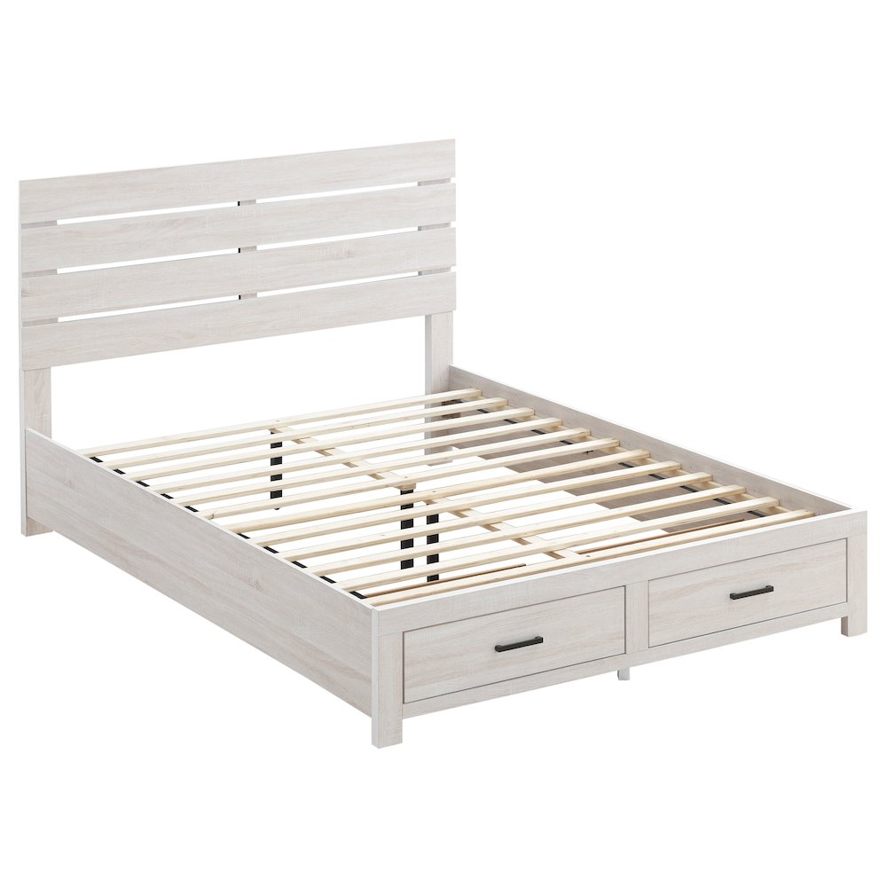 Brantford Wood Eastern King Storage Panel Bed Coastal White. Picture 1