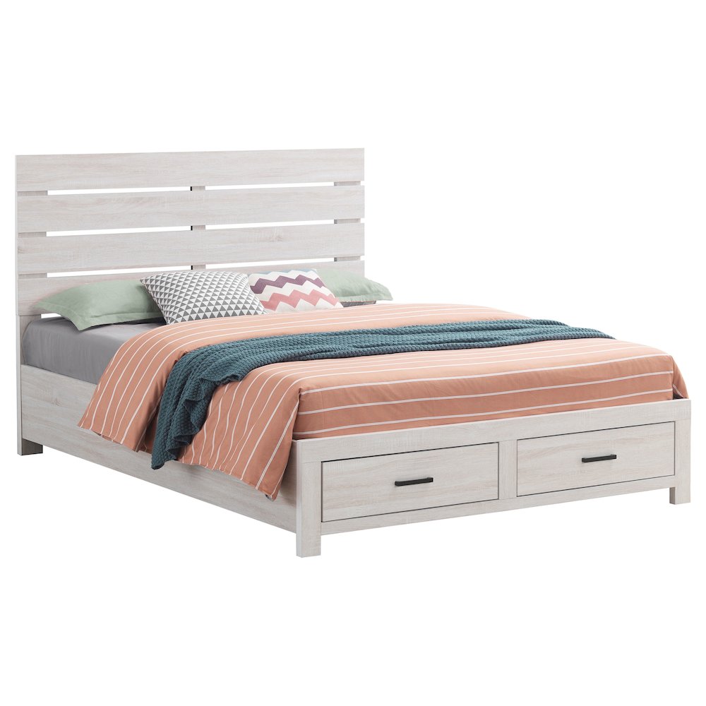 Brantford Wood Queen Storage Panel Bed Coastal White. Picture 3