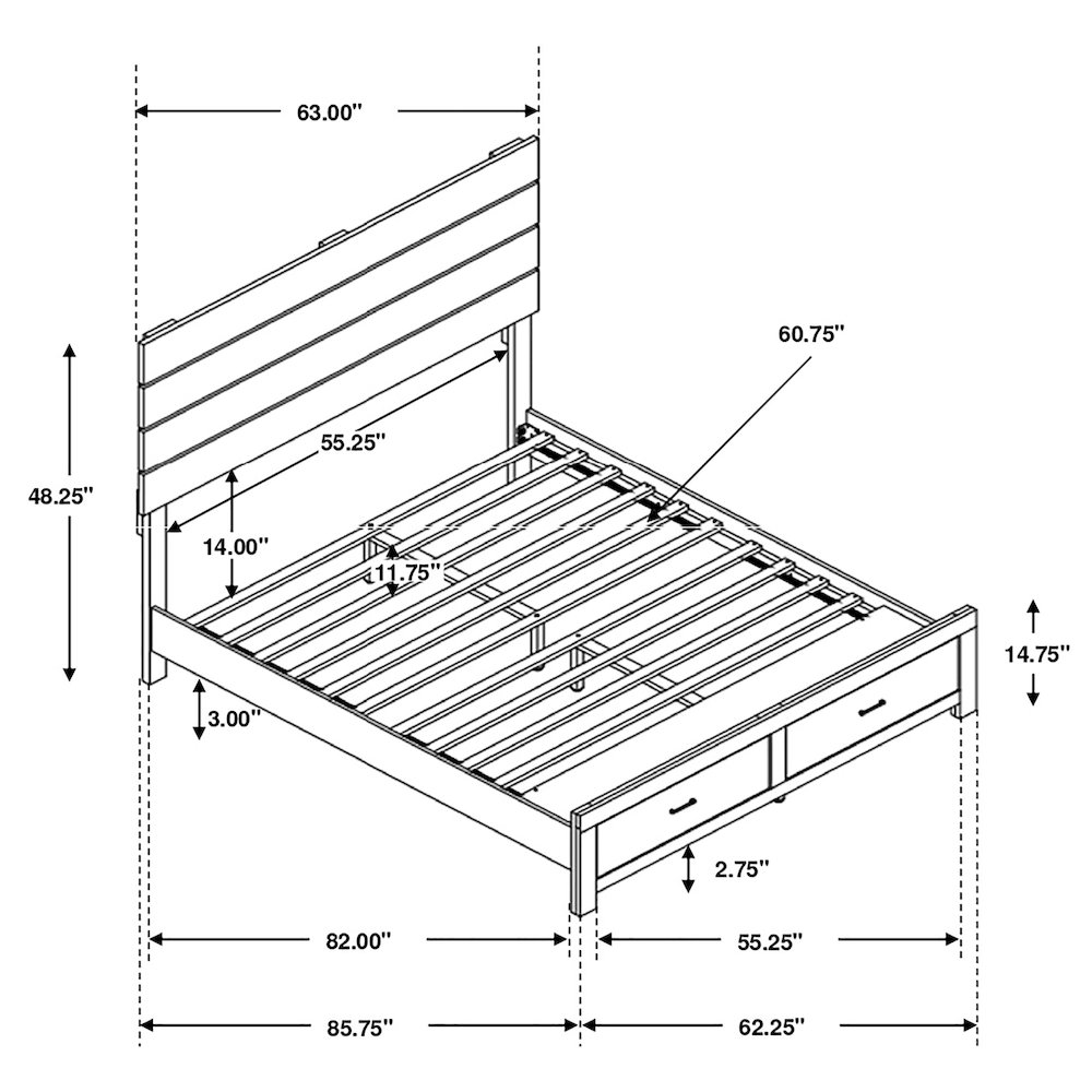 Brantford Wood Queen Storage Panel Bed Coastal White. Picture 9