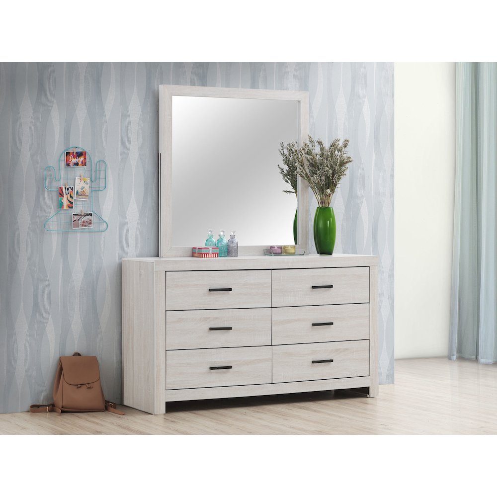 Brantford 6-drawer Dresser with Mirror Coastal White. Picture 10
