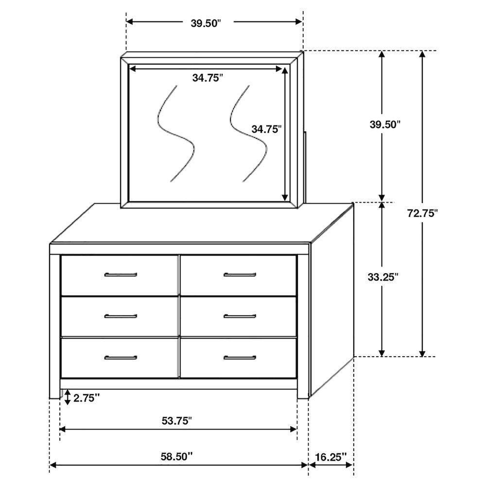 Brantford 6-drawer Dresser with Mirror Coastal White. Picture 14