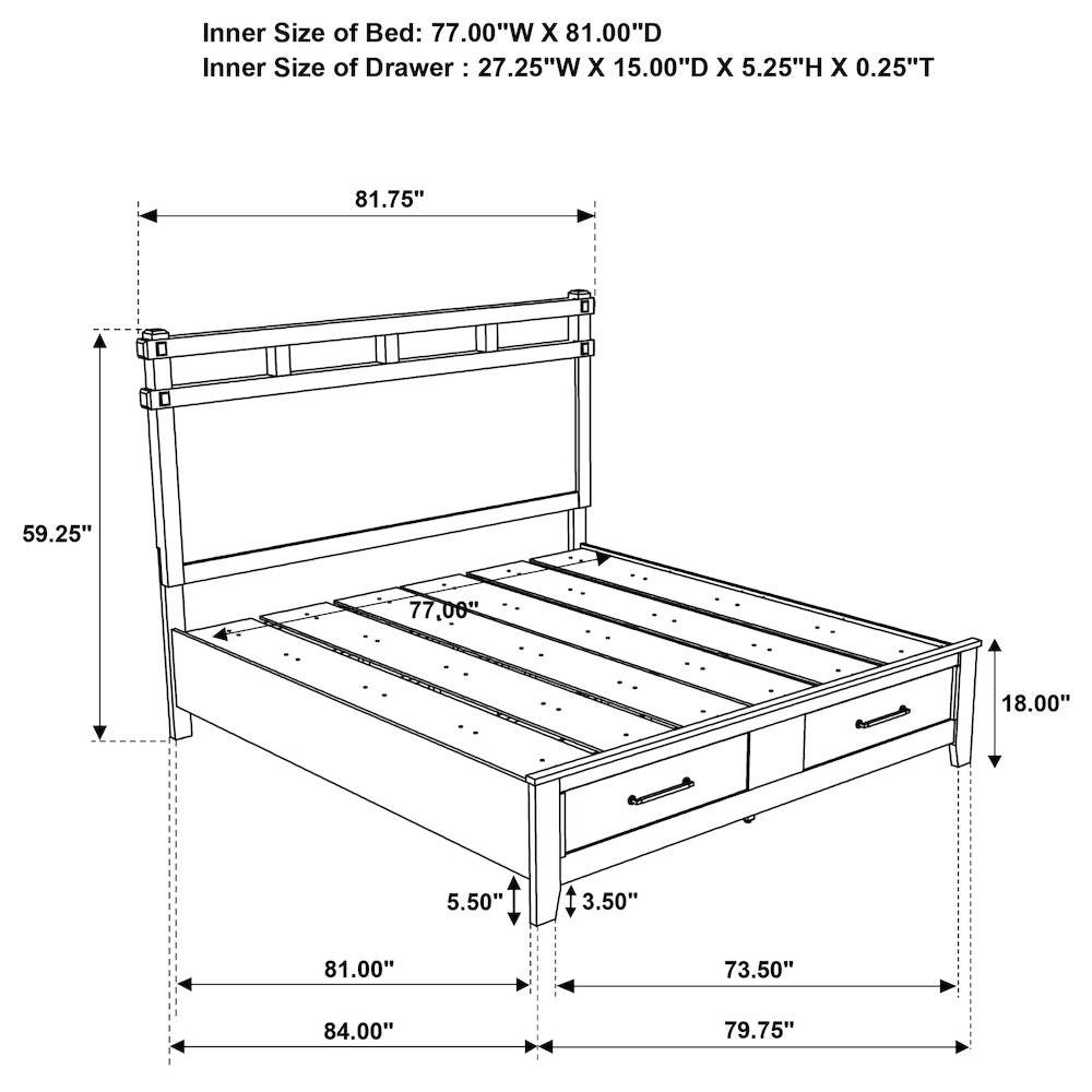 Hazlewood 59-inch Eastern King Storage Bed Vineyard Oak. Picture 9