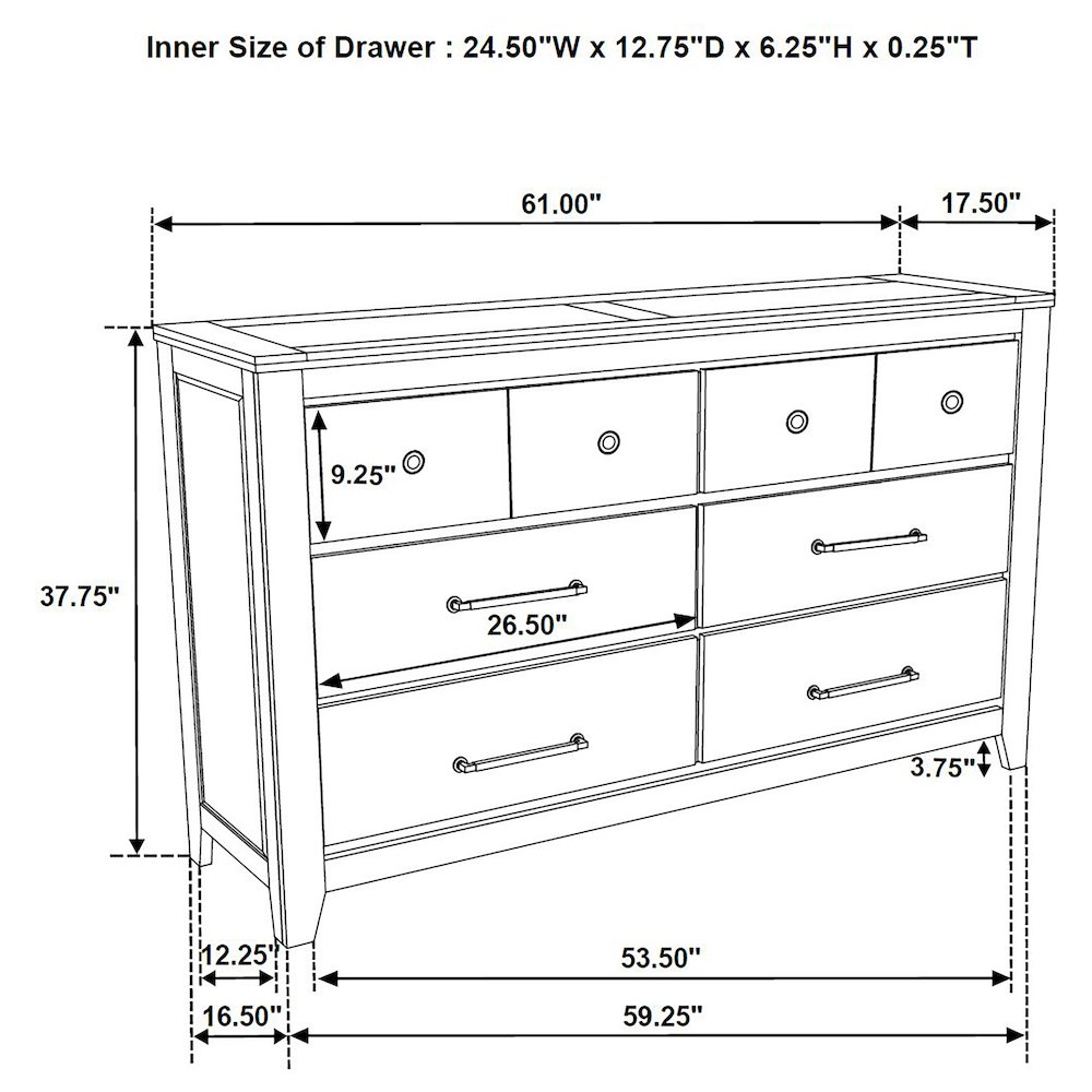 Hazlewood 6-drawer Bedroom Dresser Cabinet Vineyard Oak. Picture 13