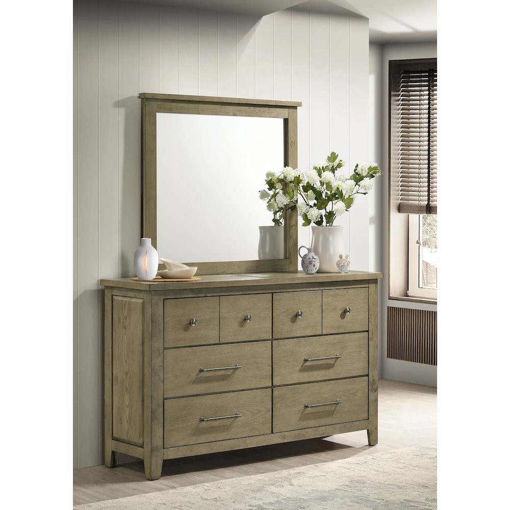 Hazlewood 6-drawer Bedroom Dresser with Mirror Vineyard Oak. Picture 2