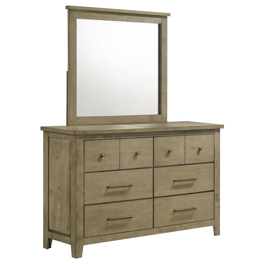 Hazlewood 6-drawer Bedroom Dresser with Mirror Vineyard Oak. Picture 1