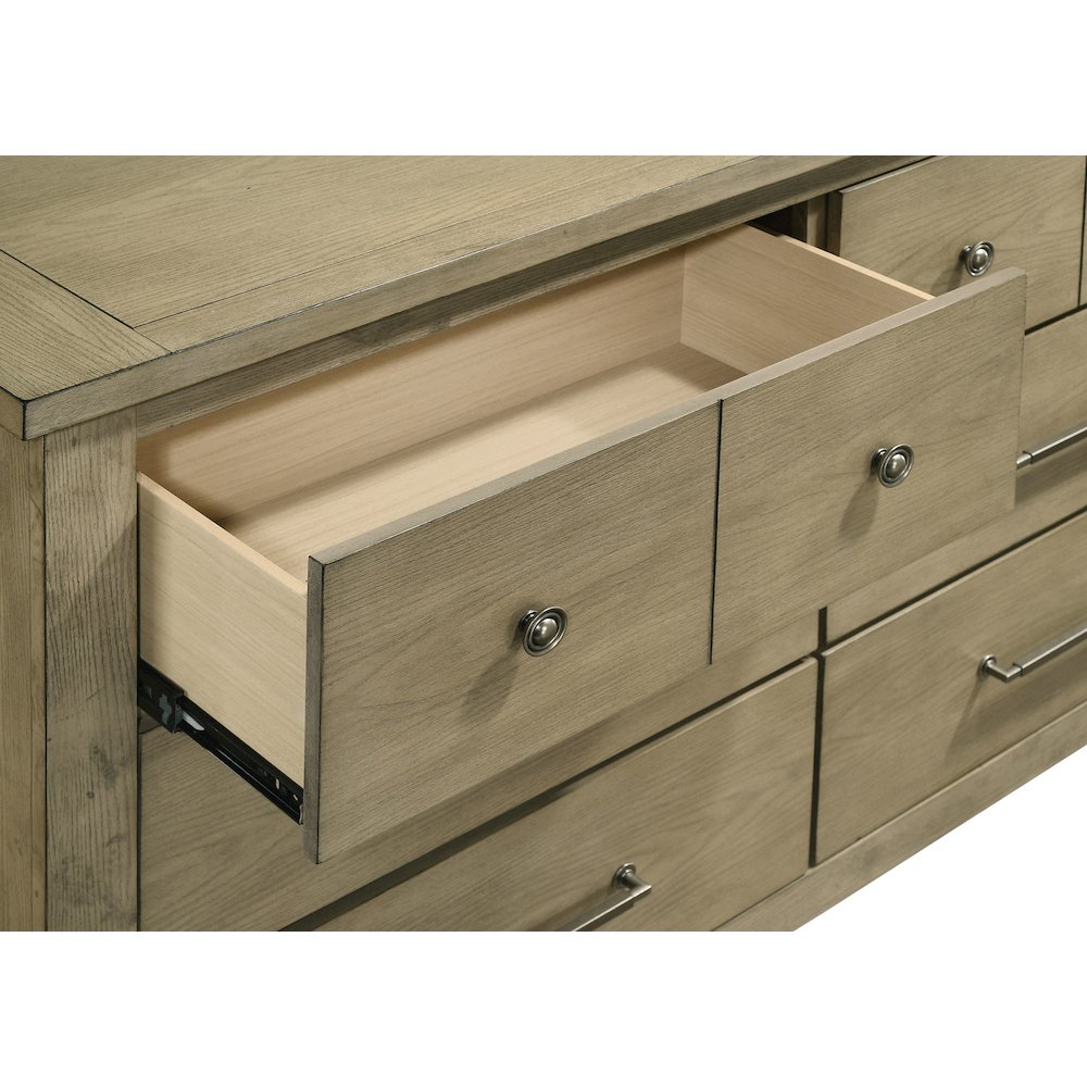 Hazlewood 6-drawer Bedroom Dresser with Mirror Vineyard Oak. Picture 10