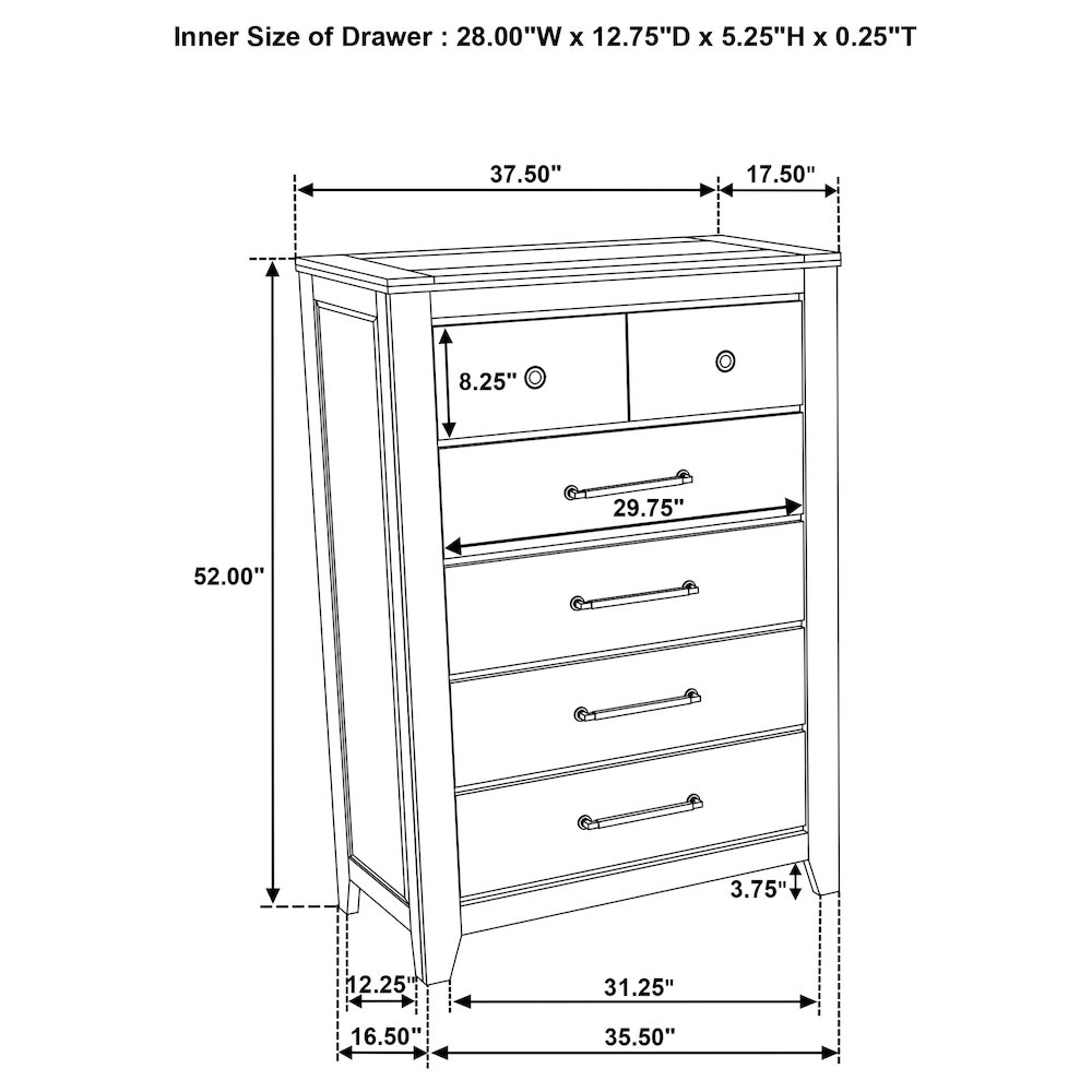 Hazlewood 5-drawer Bedroom Chest of Drawers Vineyard Oak. Picture 12
