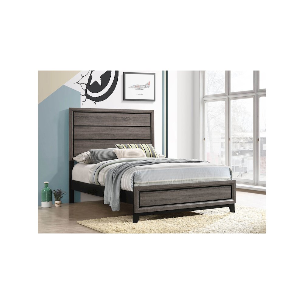 Watson Wood Full Panel Bed Grey Oak. Picture 7