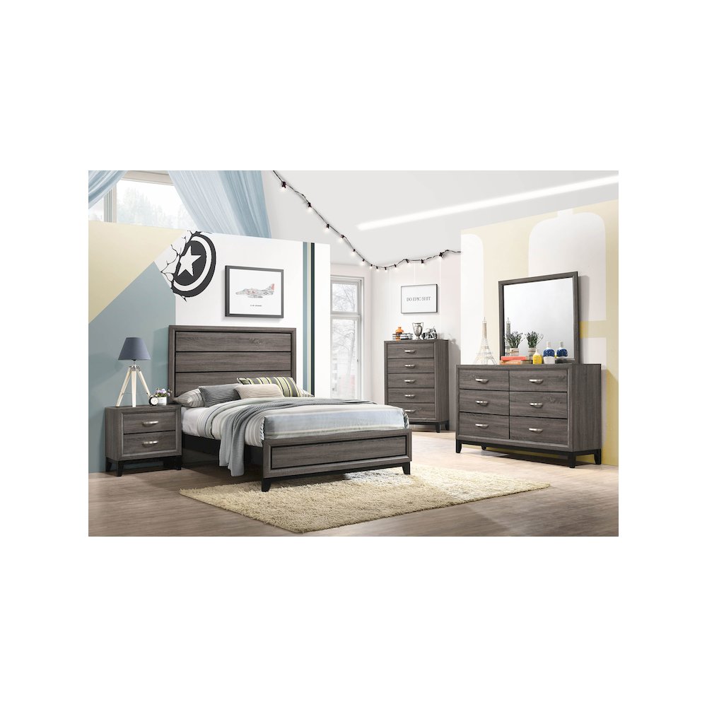 Watson Wood Full Panel Bed Grey Oak. Picture 9