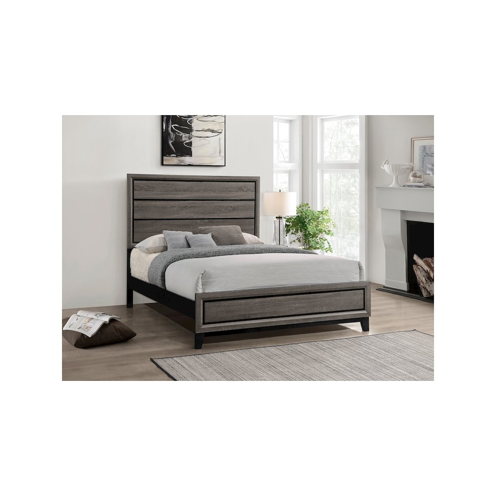 Watson Wood Queen Panel Bed Grey Oak. Picture 5