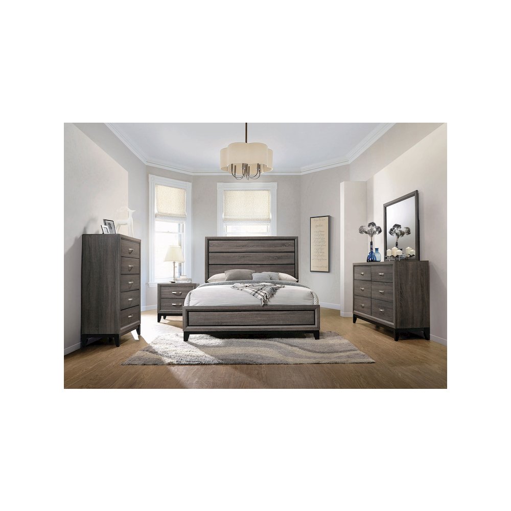Watson Wood Queen Panel Bed Grey Oak. Picture 7