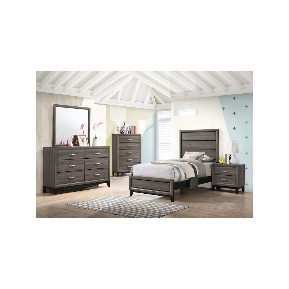Watson Wood Twin Panel Bed Grey Oak. Picture 7