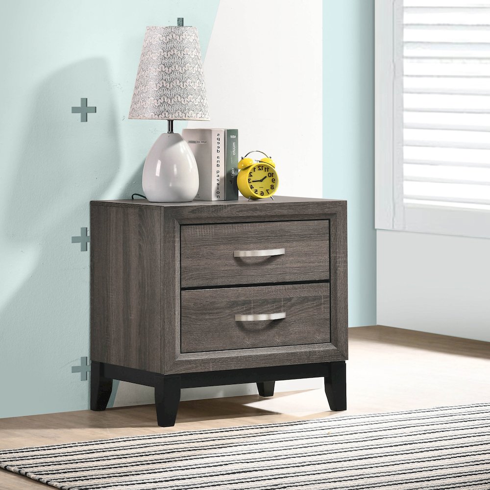 Watson 2-drawer Nightstand Grey Oak. Picture 9