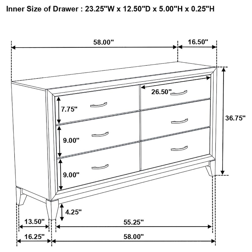Watson 6-drawer Dresser Grey Oak. Picture 14
