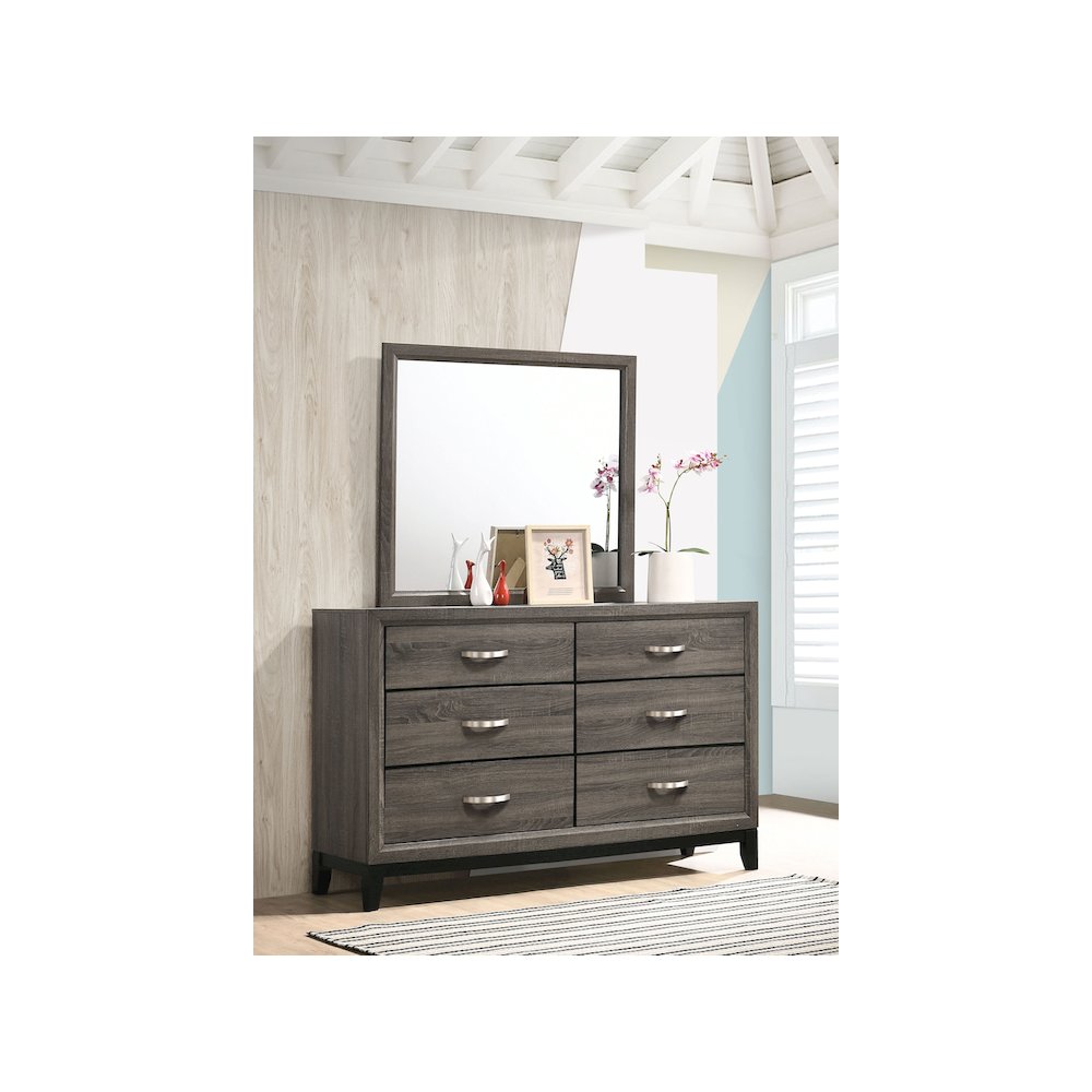 Watson 6-drawer Dresser with Mirror Grey Oak. Picture 10
