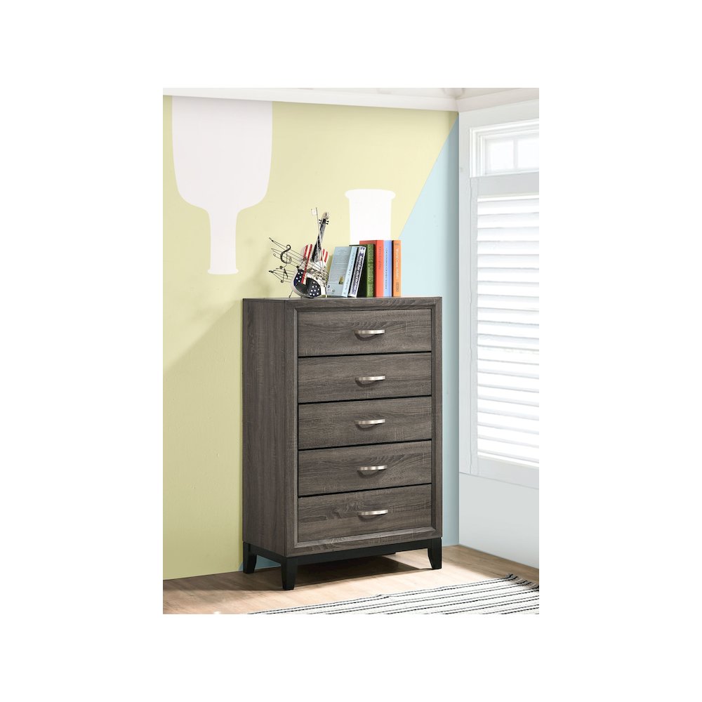 Watson 5-drawer Bedroom Chest Grey Oak. Picture 10