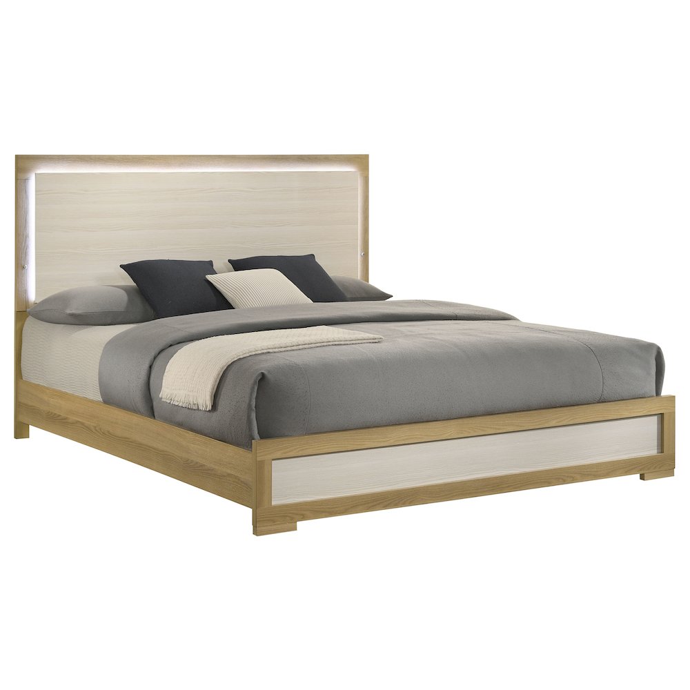 Hyland Eastern King Panel Bed LED Headboard Natural. Picture 3