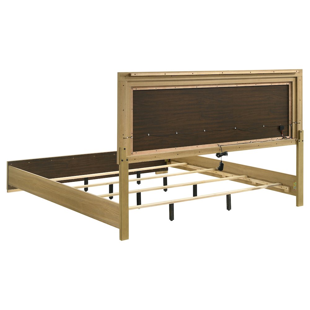 Hyland Eastern King Panel Bed LED Headboard Natural. Picture 5
