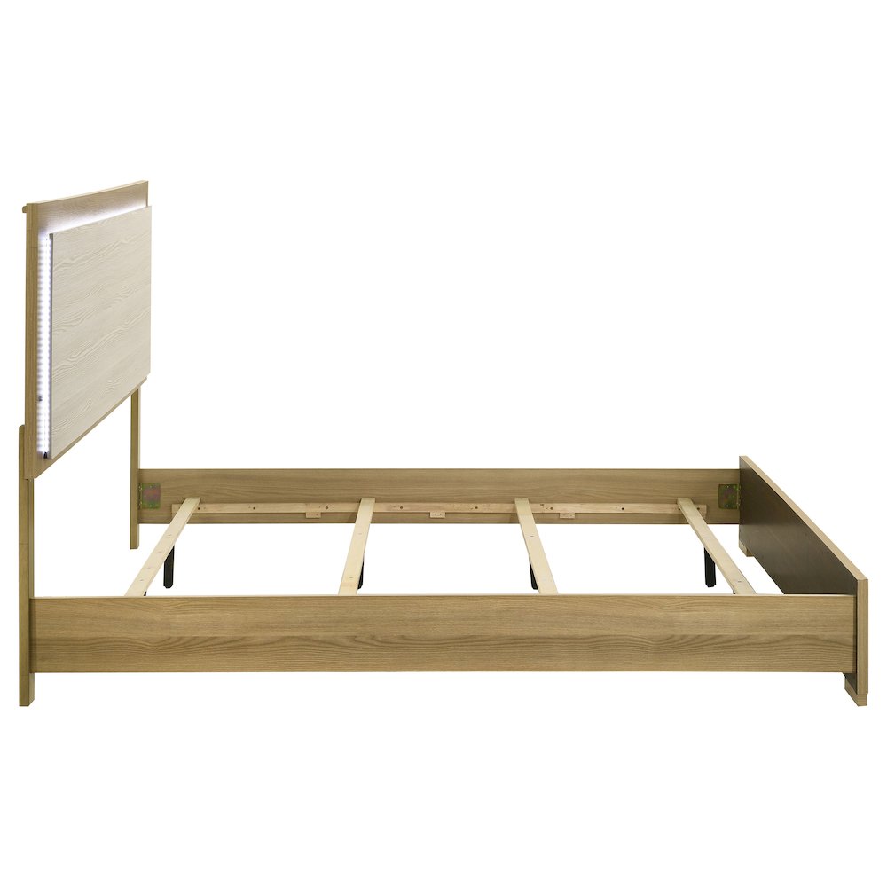 Hyland Eastern King Panel Bed LED Headboard Natural. Picture 6