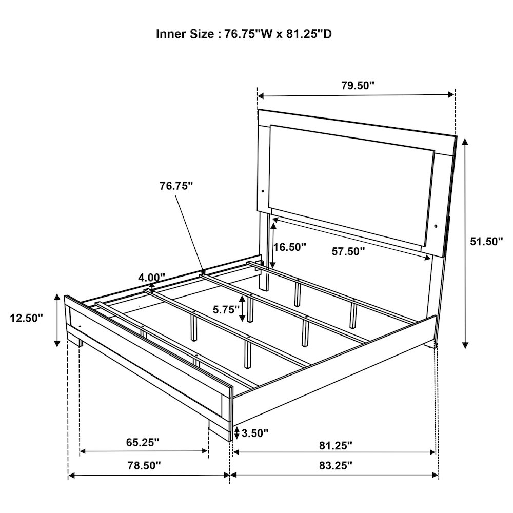Hyland Eastern King Panel Bed LED Headboard Natural. Picture 11