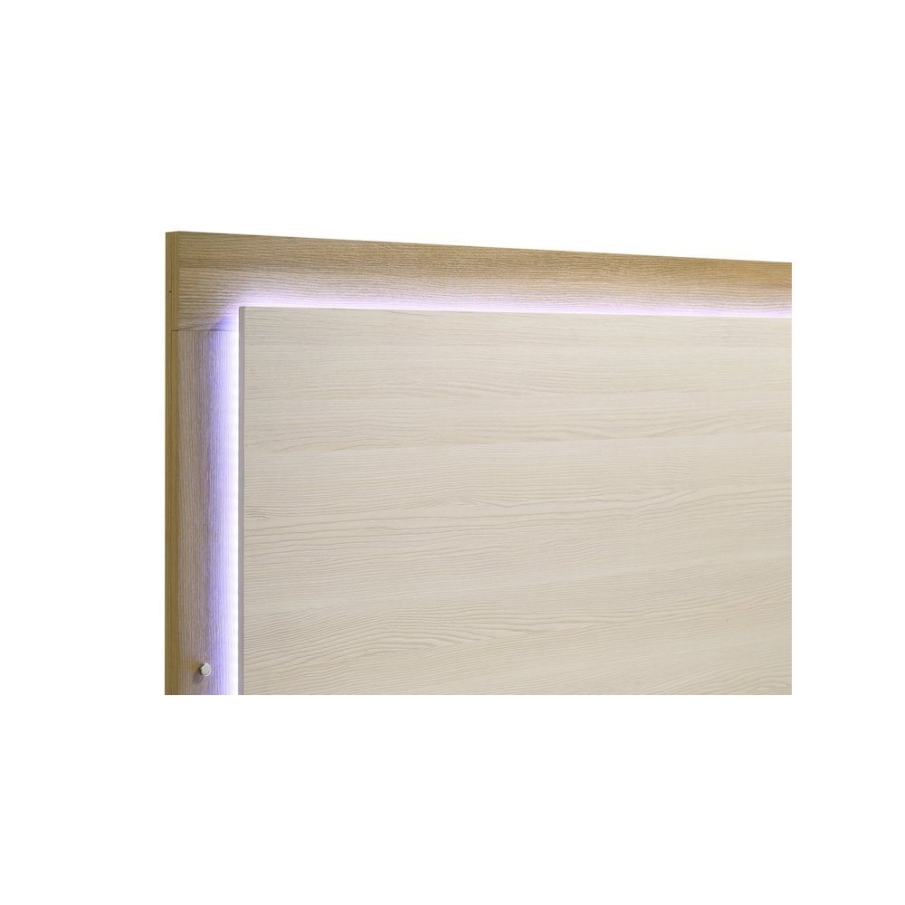 Hyland Wood Queen LED Panel Bed Natural and White. Picture 8