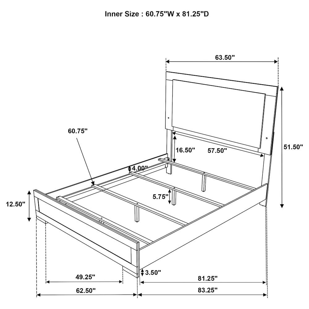 Hyland Wood Queen LED Panel Bed Natural and White. Picture 9