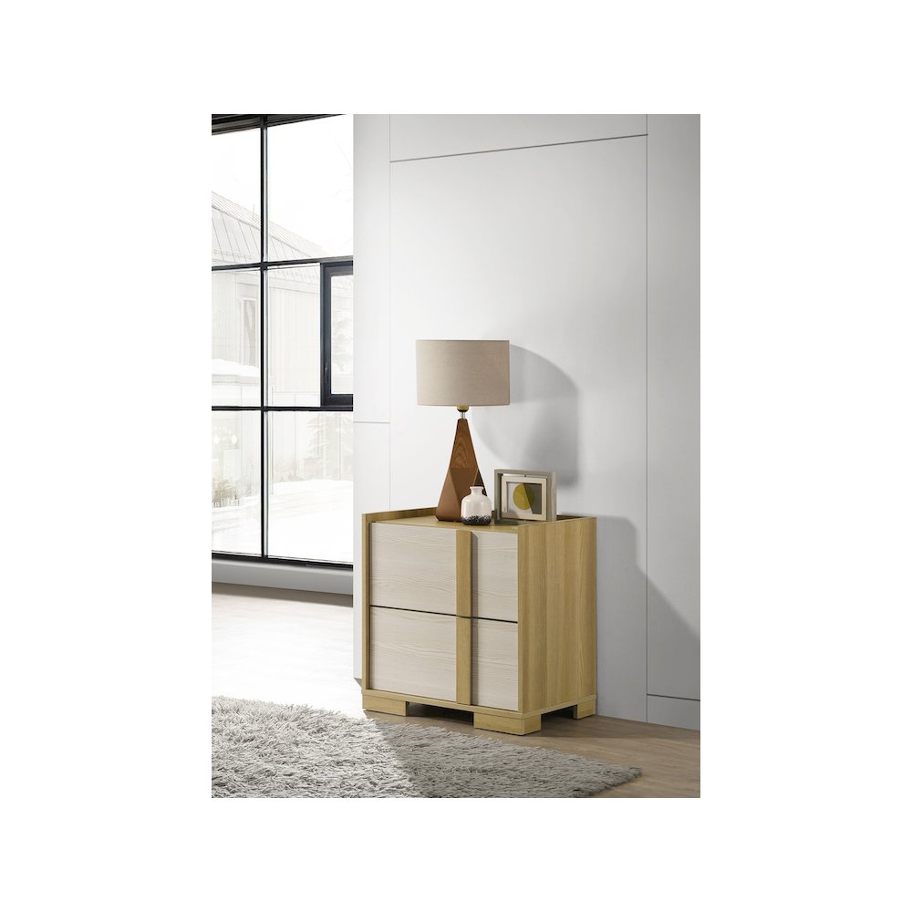 Hyland 2-drawer Nightstand Bedside Table Natural. Picture 10