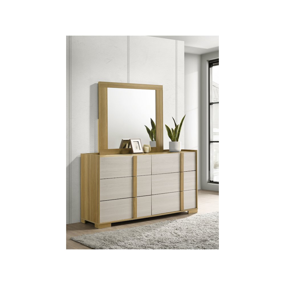 Hyland 6-drawer Dresser with Mirror Natural. Picture 10