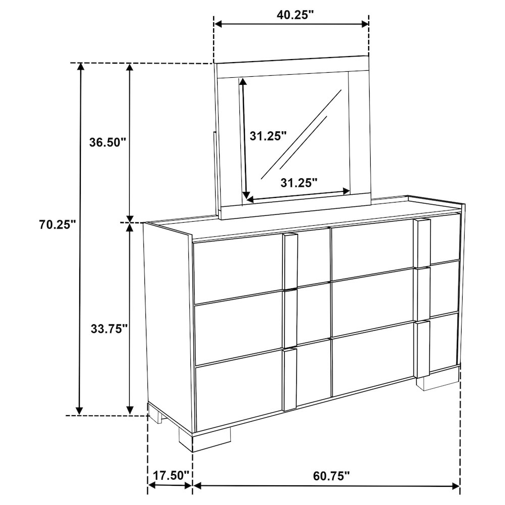 Hyland 6-drawer Dresser with Mirror Natural. Picture 15