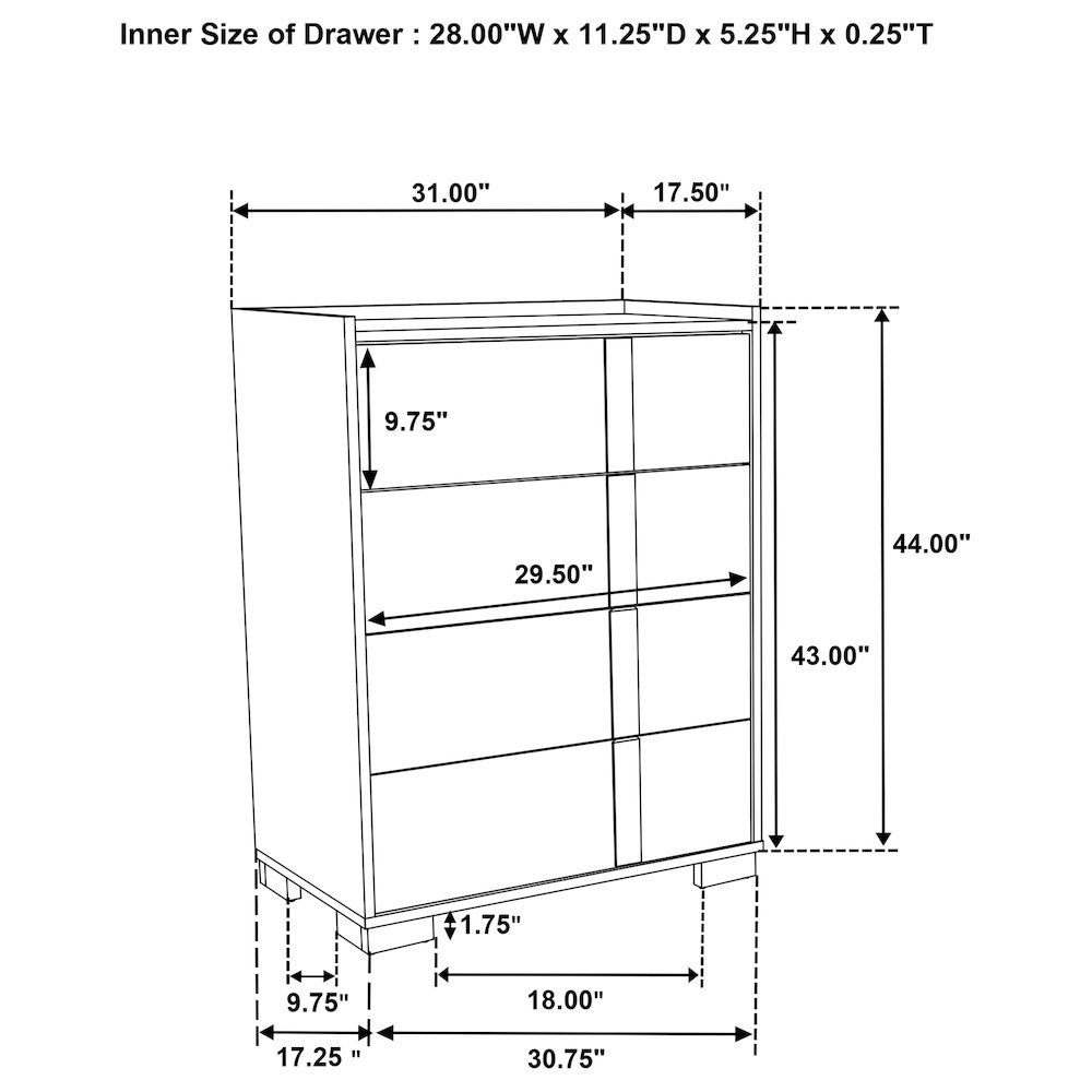 Hyland 4-drawer Chest of Drawers Natural. Picture 14