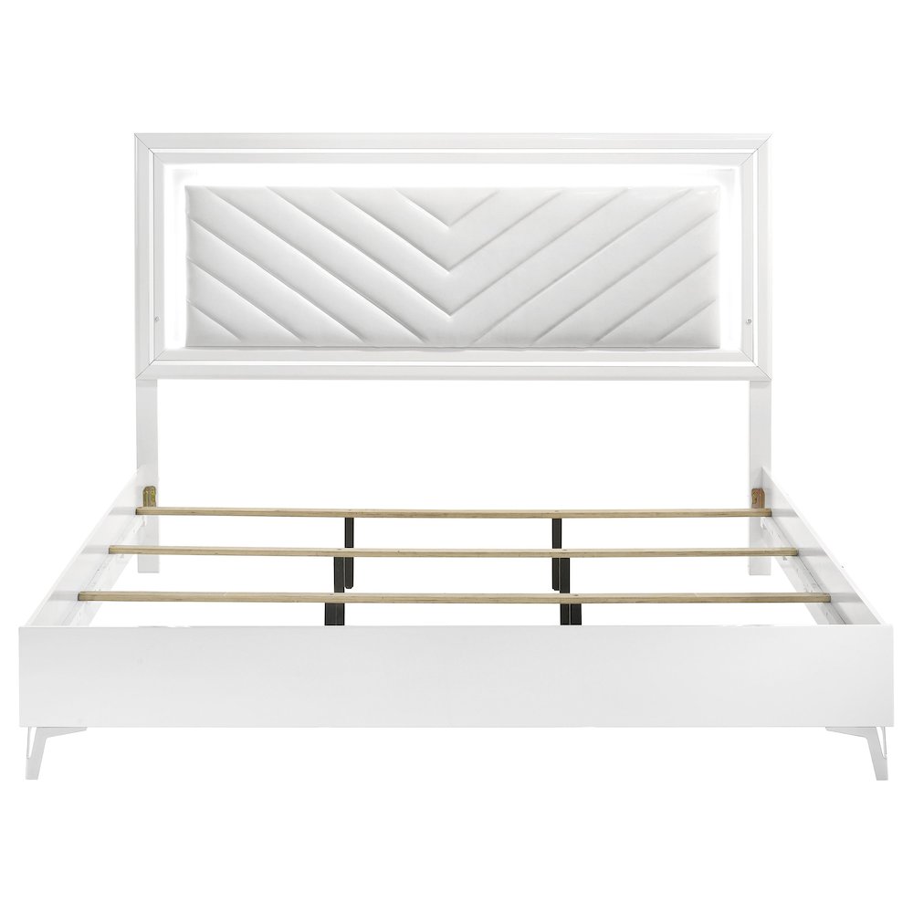 Cassia Eastern King LED Panel Bed White High Gloss. Picture 4