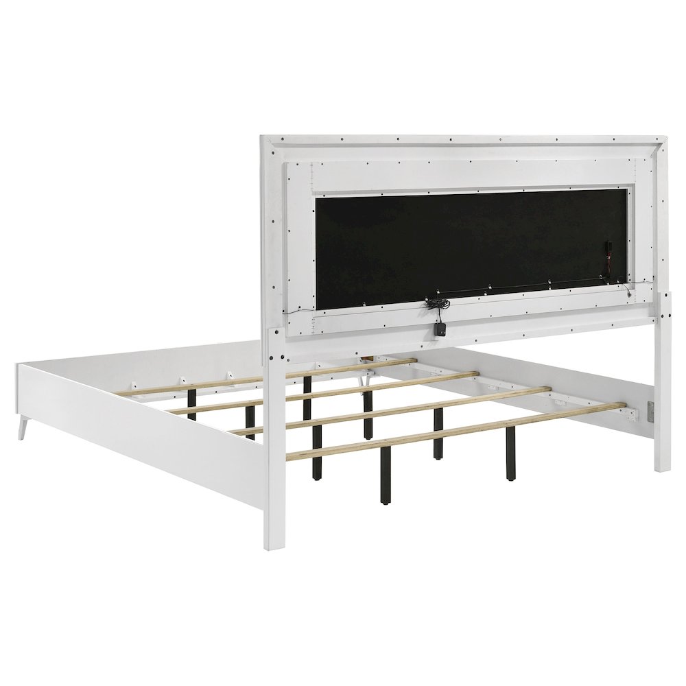 Cassia Eastern King LED Panel Bed White High Gloss. Picture 5