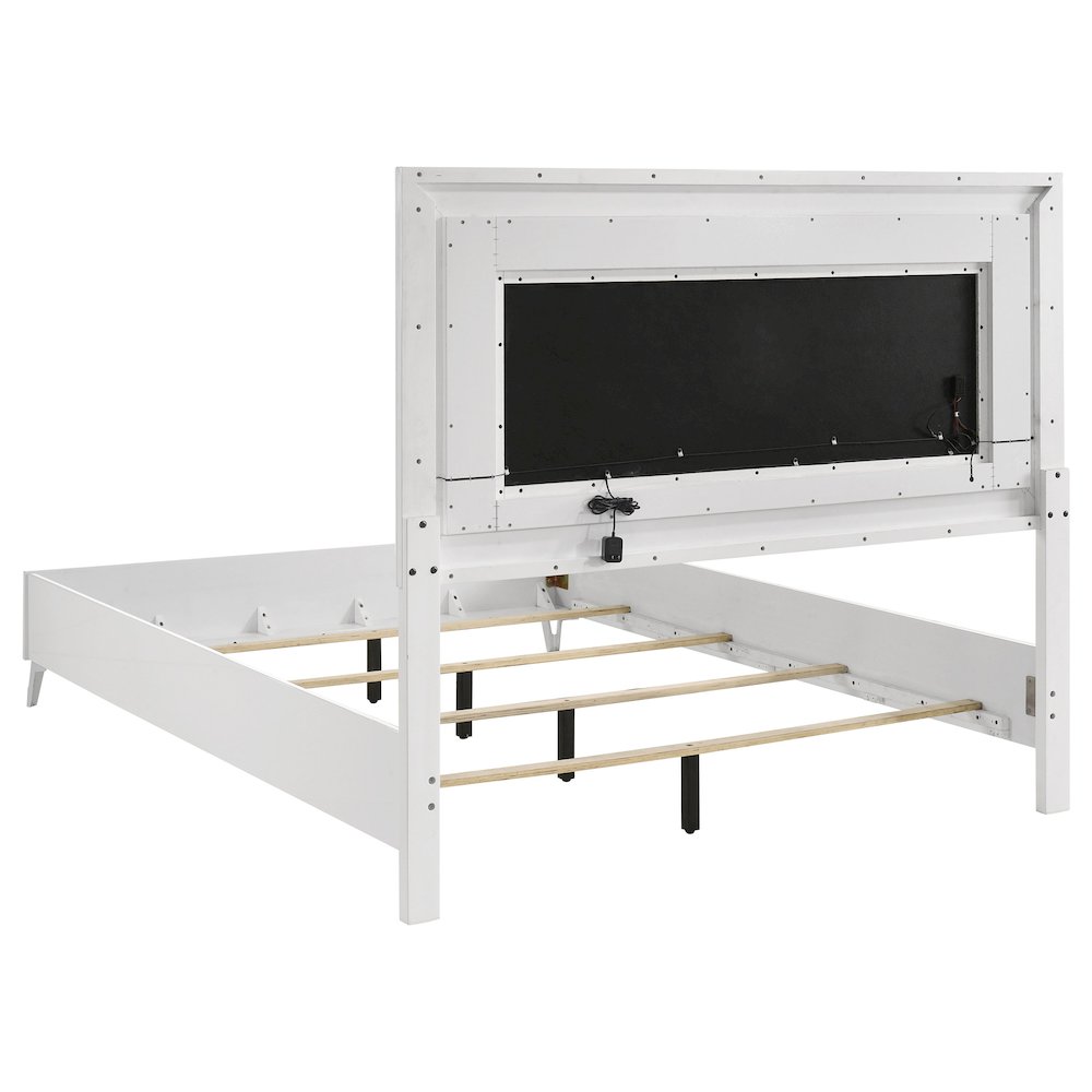 Cassia Queen LED Panel Bed White High Gloss. Picture 5