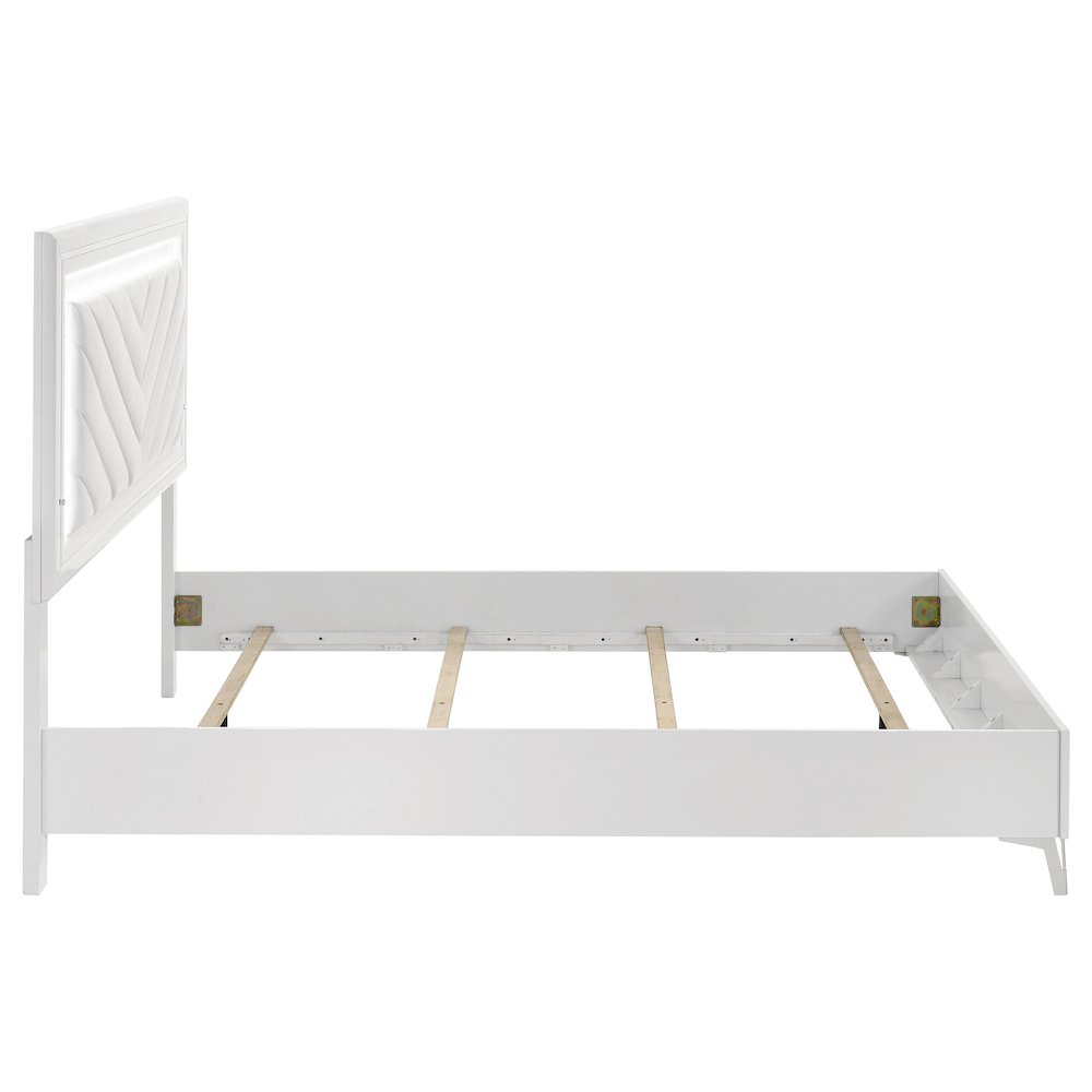 Cassia Queen LED Panel Bed White High Gloss. Picture 6
