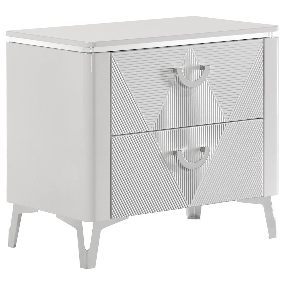 Cassia 2-drawer Nightstand Bedside Table White High Gloss. Picture 1