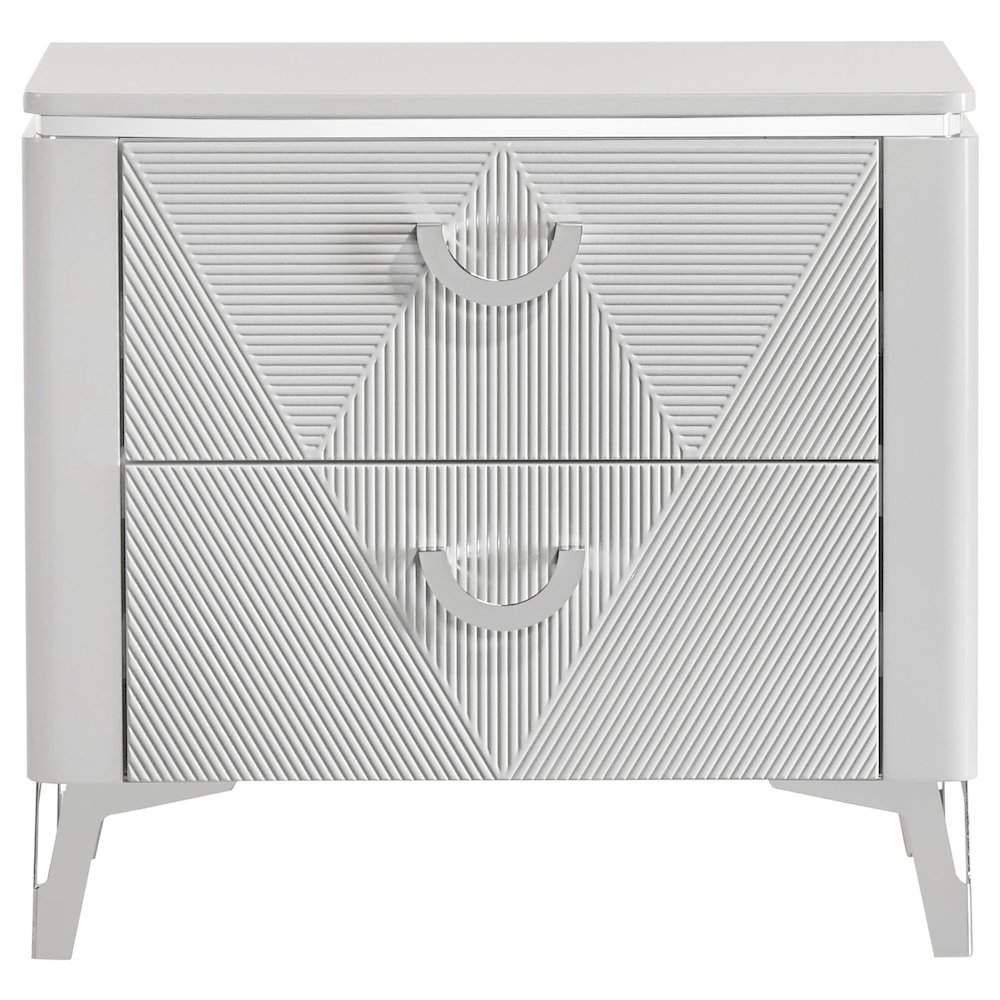Cassia 2-drawer Nightstand Bedside Table White High Gloss. Picture 3