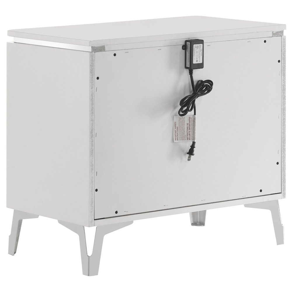 Cassia 2-drawer Nightstand Bedside Table White High Gloss. Picture 4