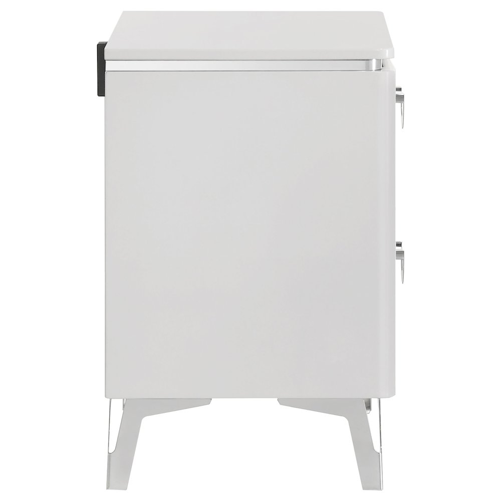 Cassia 2-drawer Nightstand Bedside Table White High Gloss. Picture 6