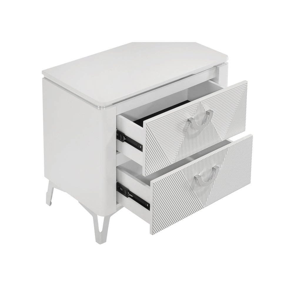 Cassia 2-drawer Nightstand Bedside Table White High Gloss. Picture 7