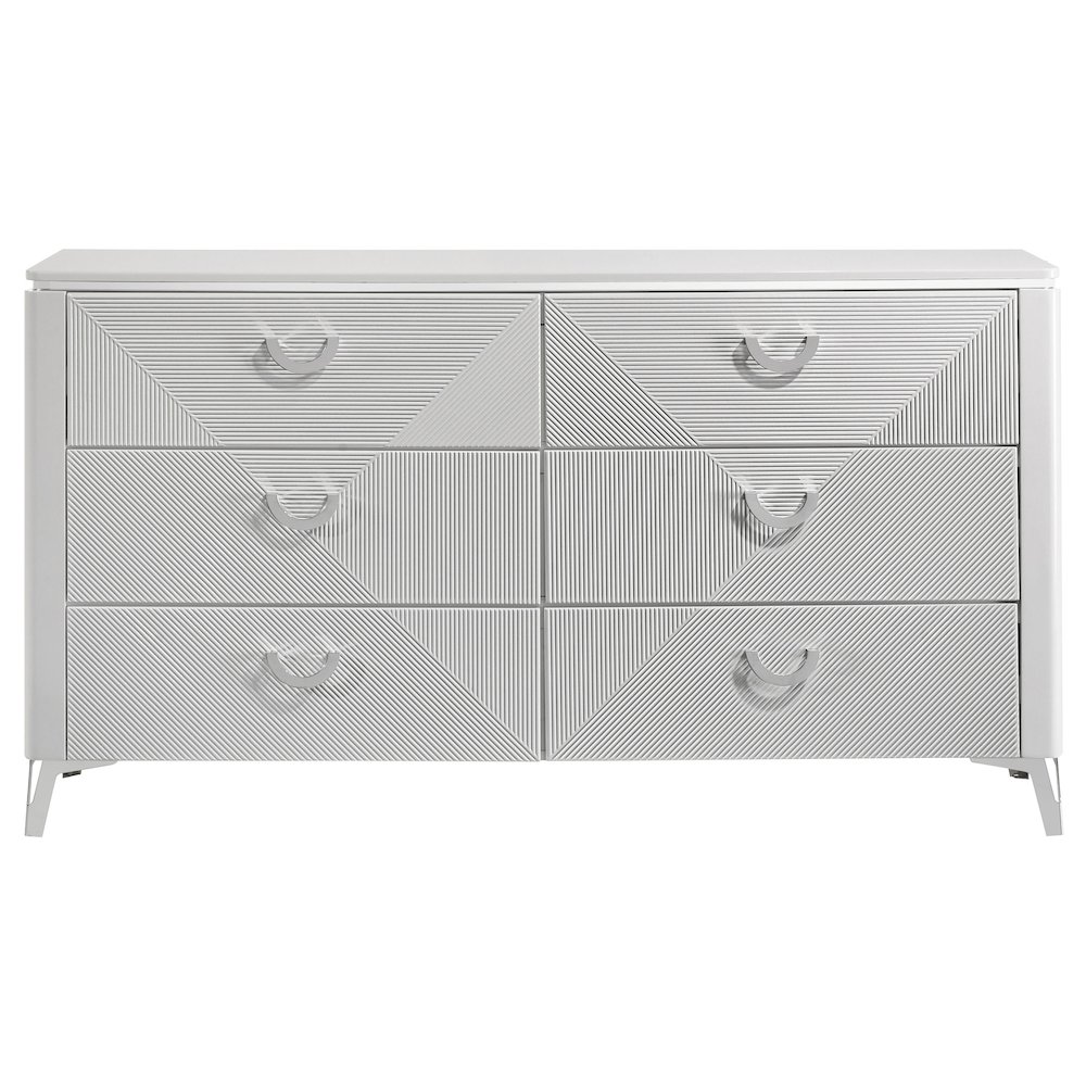 Cassia 6-drawer Bedroom Dresser Cabinet White High Gloss. Picture 3